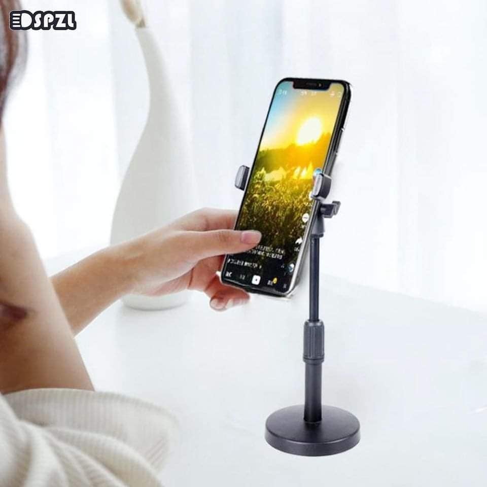 Thiết bị đỡ điện thoại có kẹp đỡ xoay 360 độ, thiết kế thân có thể điều chỉnh được độ dài, thích hợp đặt bàn để học online, live bán hàng, xem điện thoại,...