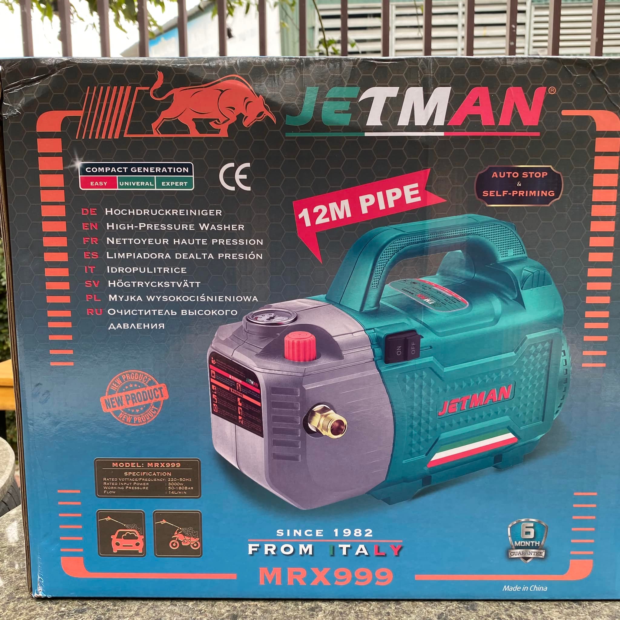 Máy rửa xe áp lực cao JETMAN MRX 999 - Công suất 3000W NẶNG 12KG - ITALY Technology