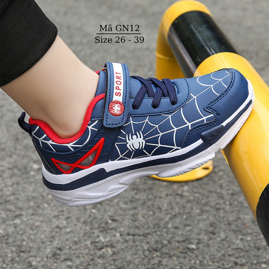 Giày bé trai 3 - 12 tuổi họa tiết siêu nhân spiderman phong cách thể thao năng động cá tính đi học chay bộ NHÍM SHOP GN12
