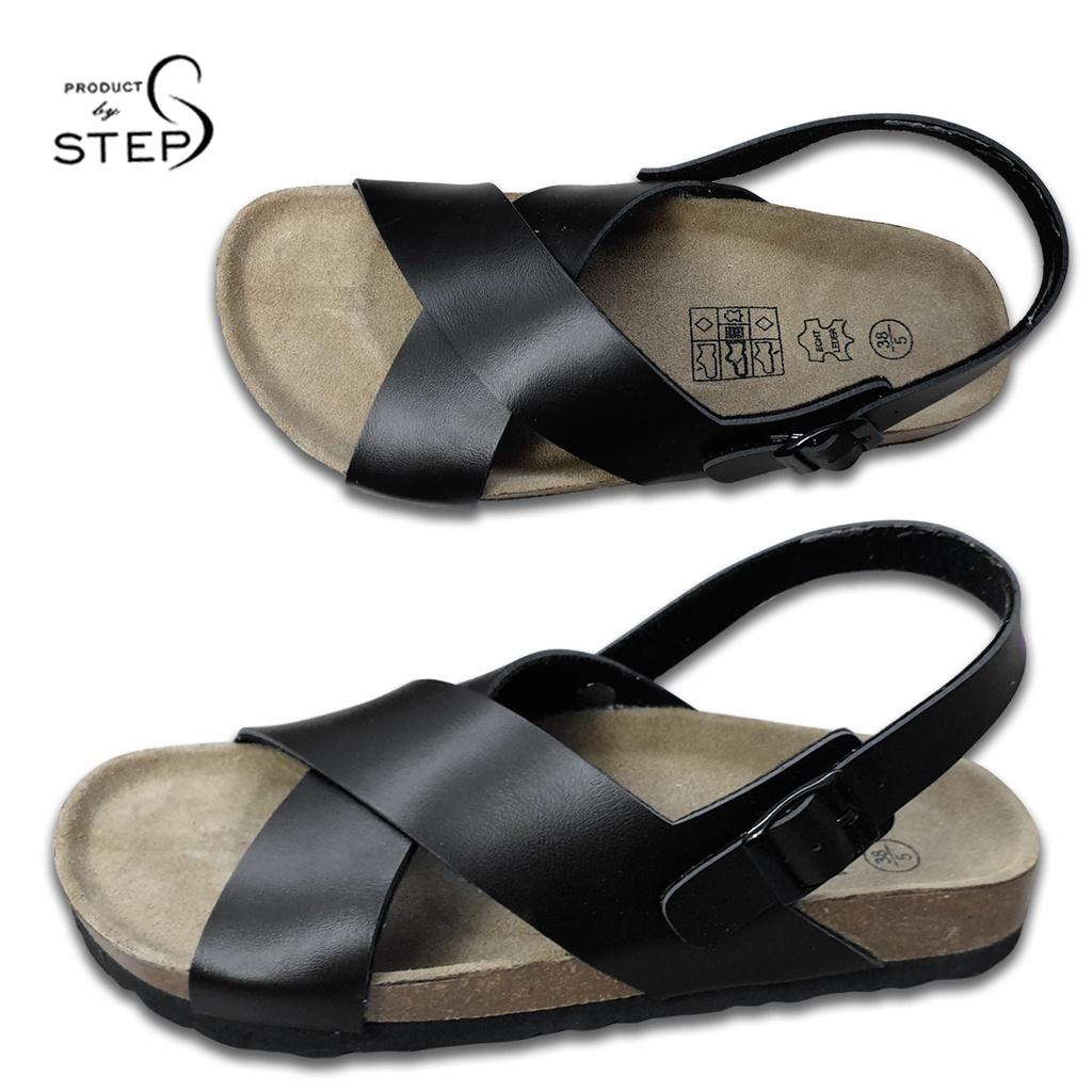 Giày đế trấu Unisex Da tổng hợp quai chéo