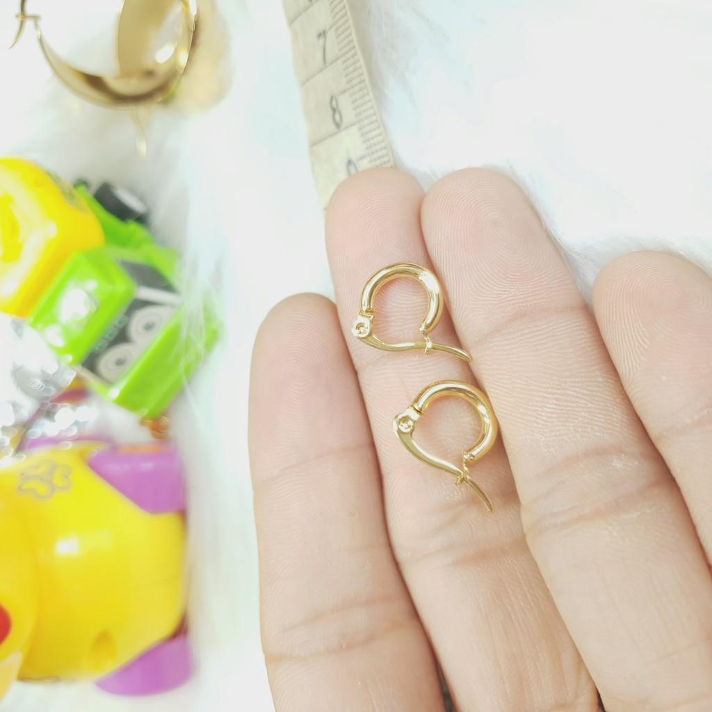 Khuyên Tai Tròn Đơn Giản Titanium Cao Cấp- Dùng bền màu tắm rửa không đen