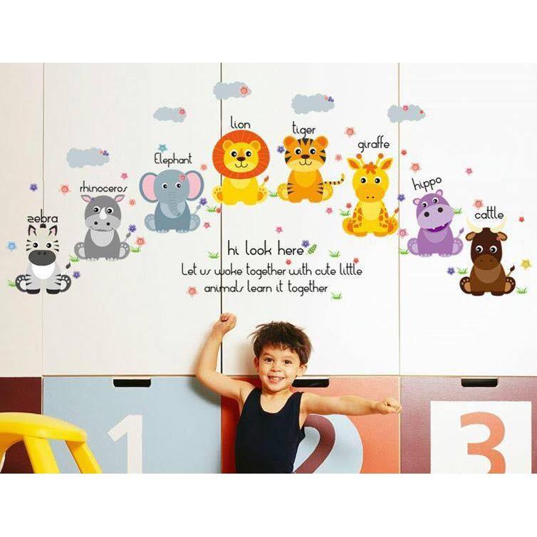 Decal dán tường con thú tiếng anh