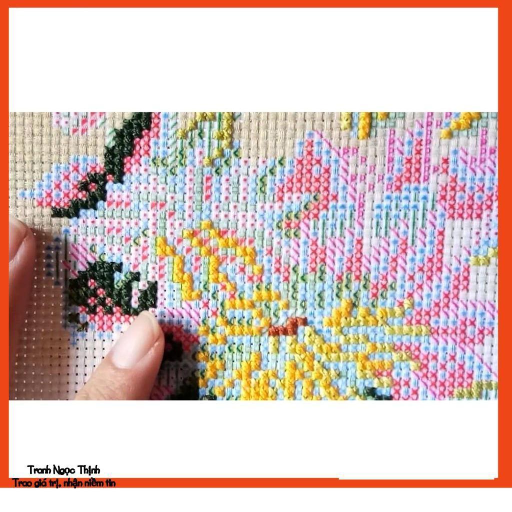 FreeShip 250k Toàn Quốc-Tranh thêu chữ thập cao cấp Phu thê VIÊN MÃN 88959 74x37Cm thích hợp treo phòng ngủ