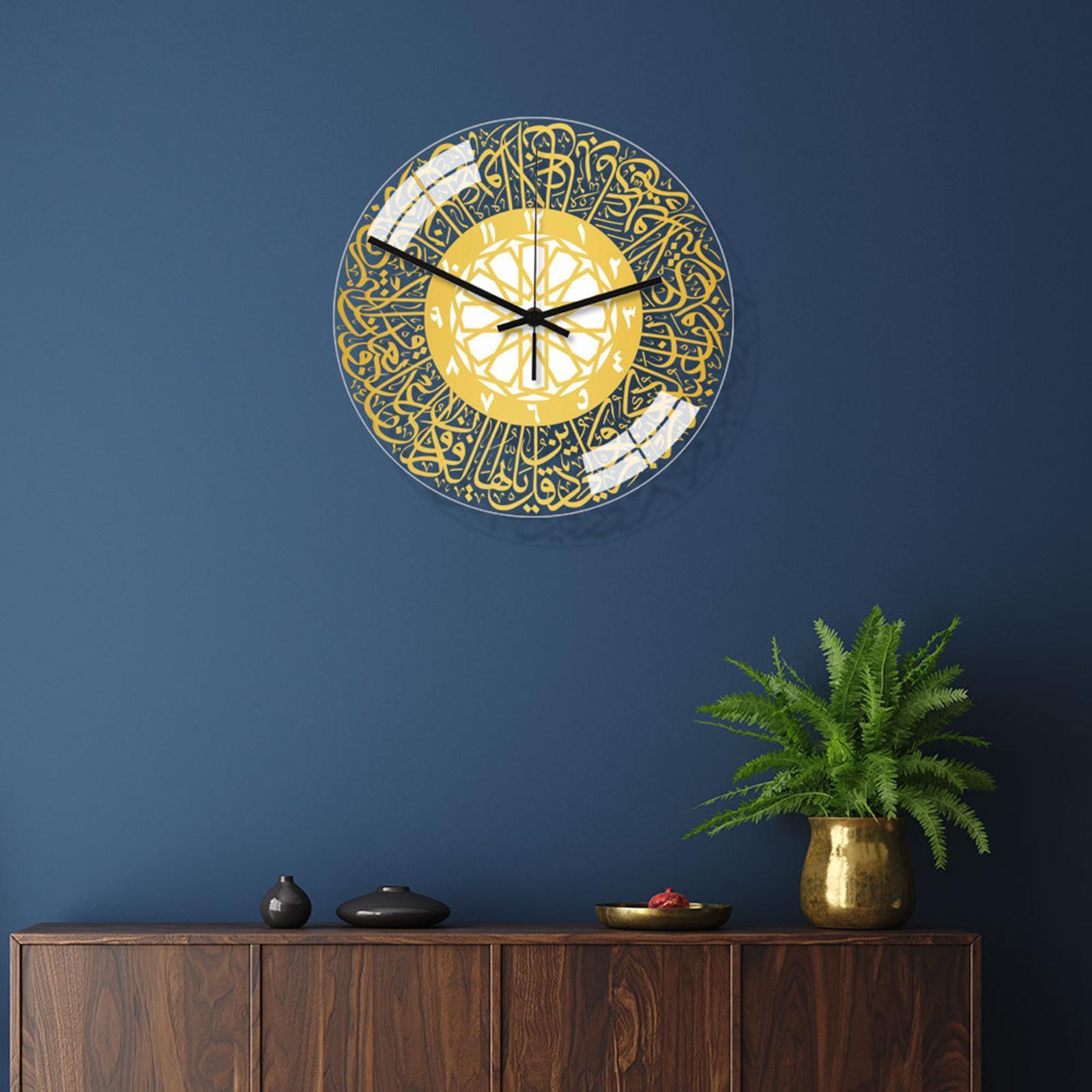 Acrylic Islamic Wall Clock Quartz Silent Muslim Clock for Living Room Home