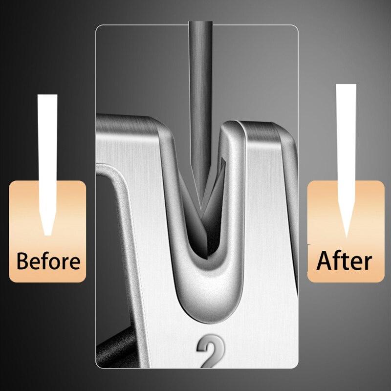 Knife Sharpener 4 Stage Diamond Coated&Fine Rod Knife Shears and Scissors Stone Manual Diamond Sharpener Kitchen Tool