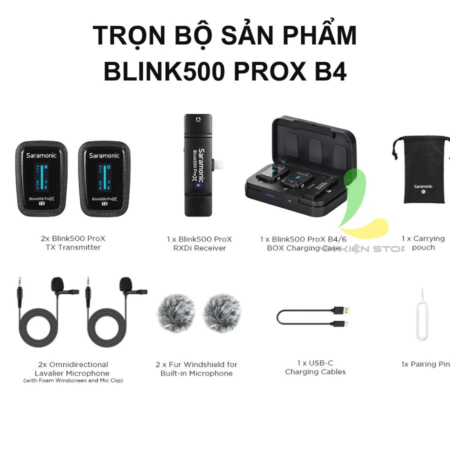 Micro thu âm không dây Saramonic Blink500 ProX B4 - Thiết bị ghi âm dành cho hệ điều hành IOS, sử dụng tối đa 10 giờ - Hàng chính hãng