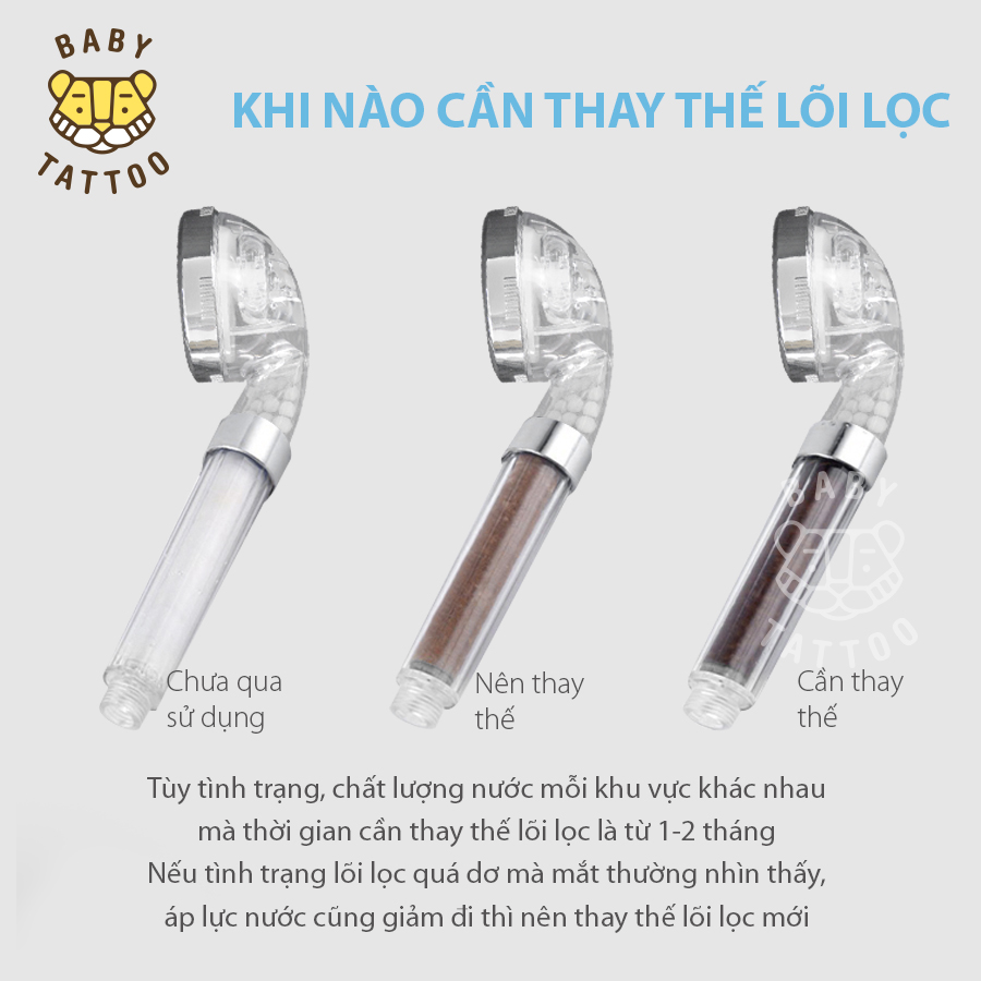 Bộ Vòi Sen Tắm Lọc Nước, Tăng Áp BABY TATTOO