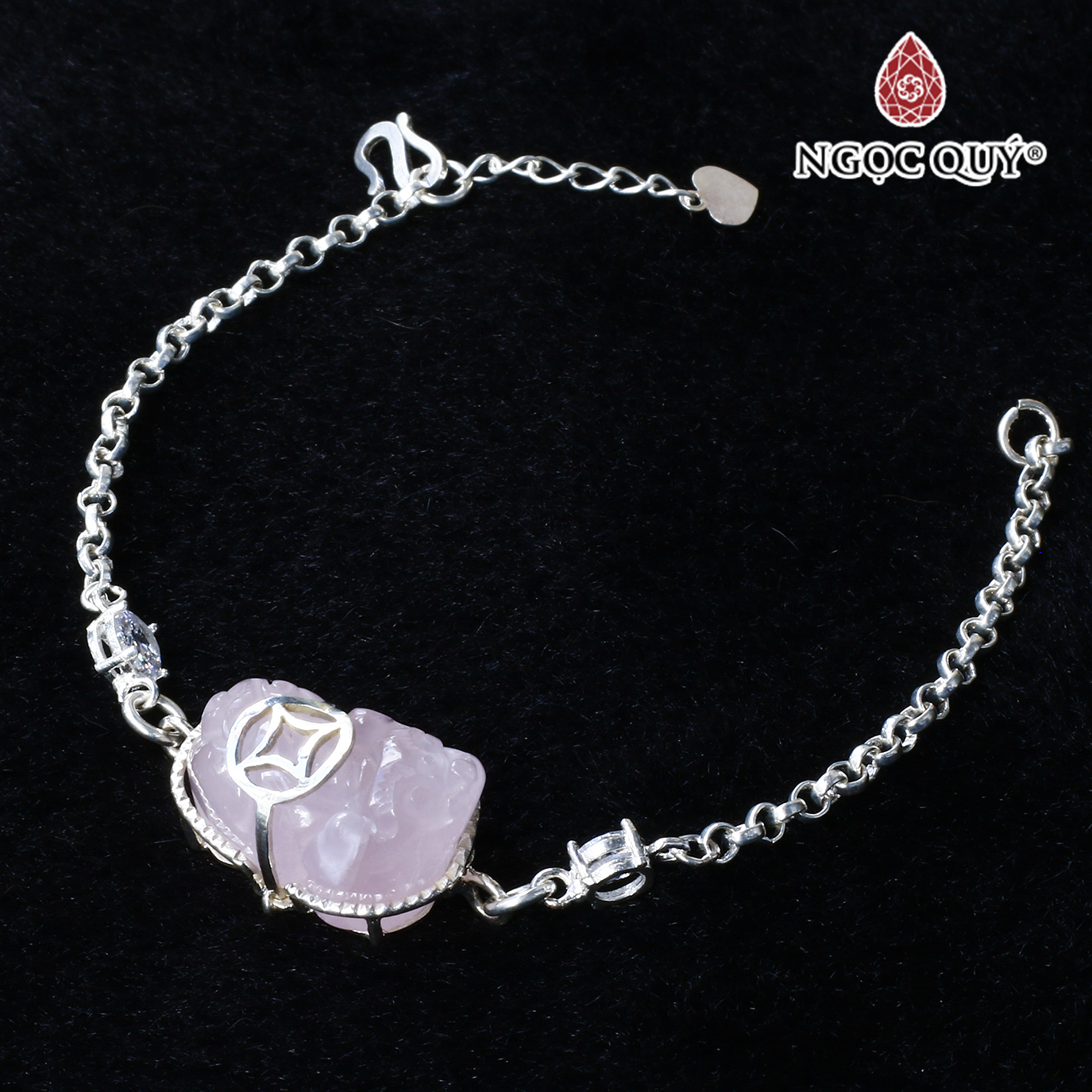 Lắc bạc phối tỳ hưu thạch anh hồng mệnh hỏa, thổ - Ngọc Quý Gemstones