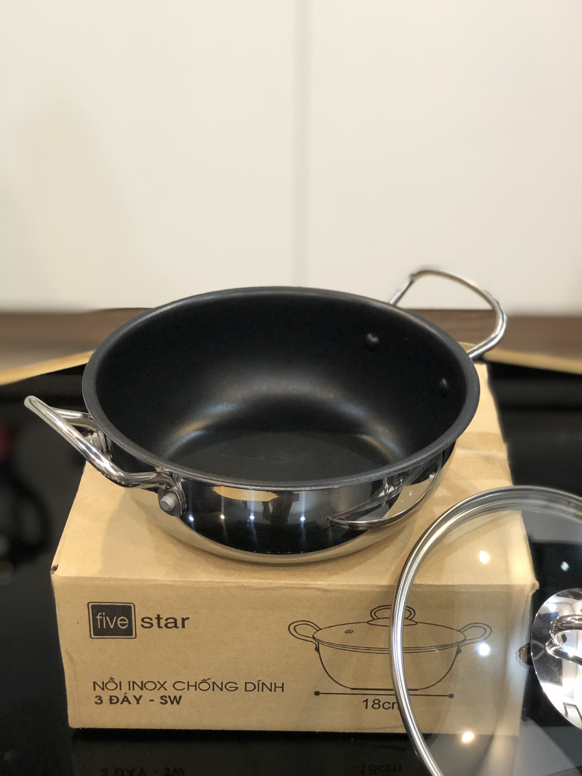 Nồi kho cá inox chống dính 3 đáy FiveStar FNS18IN005 18cm