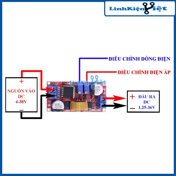 Module Hạ Áp Buck Bảo Vệ Quá Dòng Vin 4-38VDC Vout 1.25-36VDC 5A