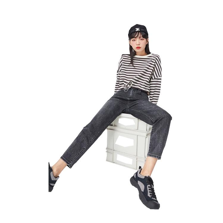 Quần jean nữ Baggy ống suông màu xám lông chuột lưng cao đủ size