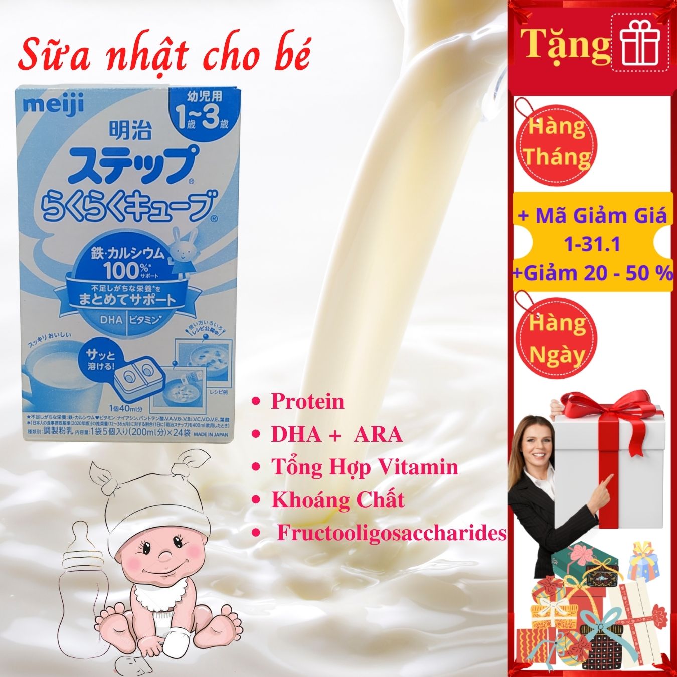 Sữa Nhật Cho Bé Tăng Cân Từ 1 Đến 3 Tuổi Meiji Hỗ Trợ Tăng Hệ Miễn Dịch,  Tạo Hệ Tiêu Hóa Tốt Hấp Thụ Dưỡng Chất Hiệu Quả Giúp Bé Phát Triển Cân Đối Nhất Cả Về Chiều Cao, Cân Nặng, Trí Não - 1 Hộp