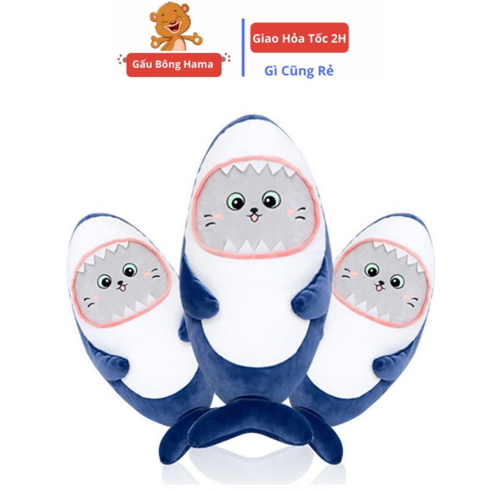 Gấu bông cá mập mặt mèo – Size từ 45 đến 110 cm  – Quà tặng thú nhồi bông baby shark siêu dễ thương – Gối ôm cho bé ngủ ngon