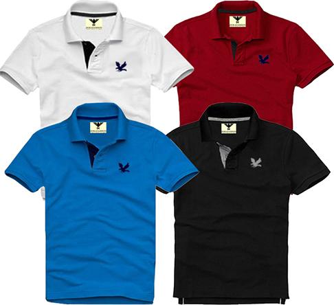 Áo thun nam cổ bẻ logo thêu sắc xảo chuẩn men, combo 4 áo_EZ412