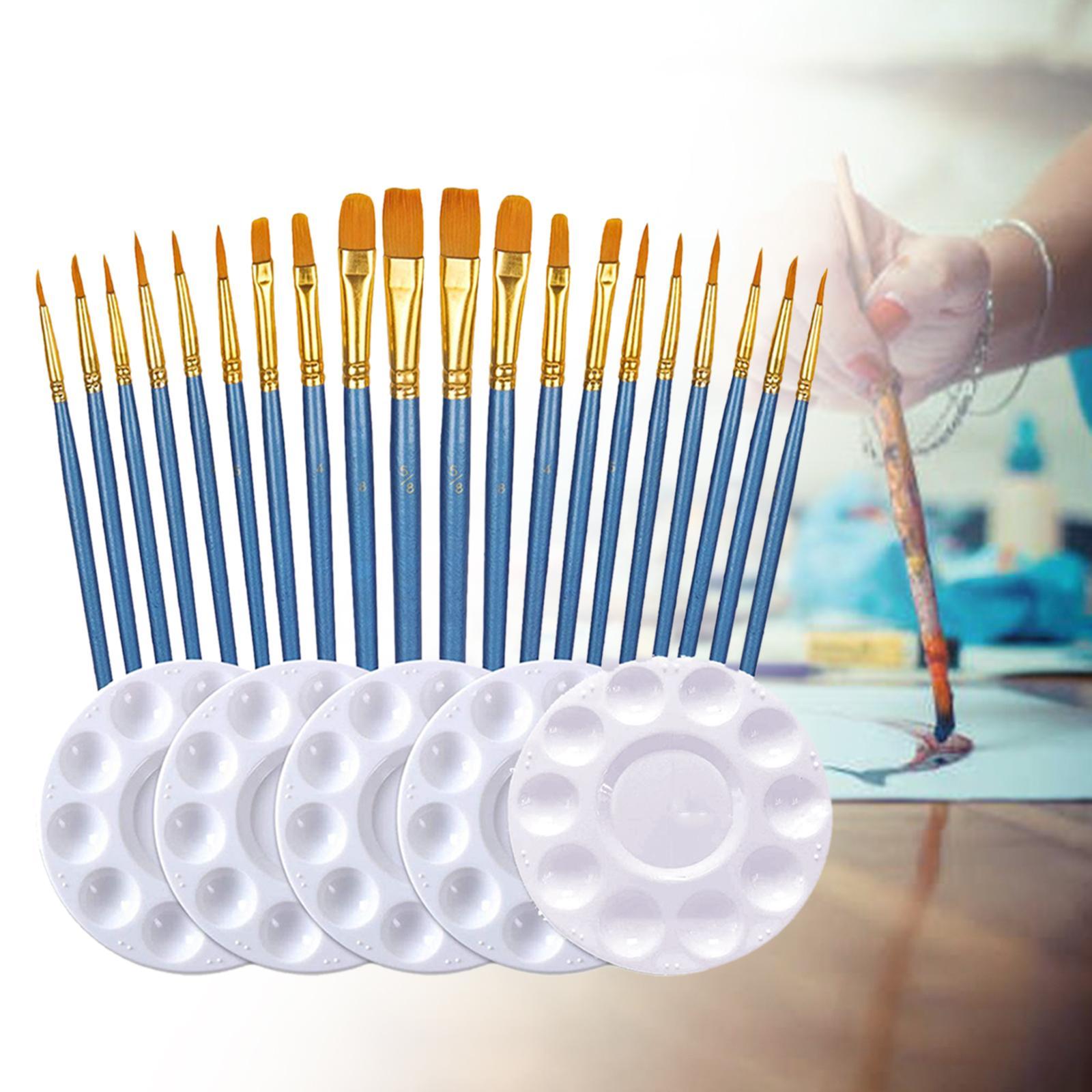 25x Paint Brushes Palette Set Acrylic Painting Tool Artist Paint Brushes Nylon Hair Brushes for Arts Projects Classroom Make up DIY Crafts