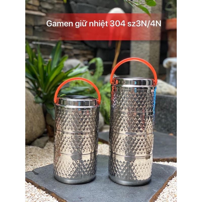 Hộp đựng cơm giữ nhiệt 3 ngăn inox-Cà mên-Camen giu nhiet 3 ngan, 4 ngan Hộp đựng cơm bằng Inox