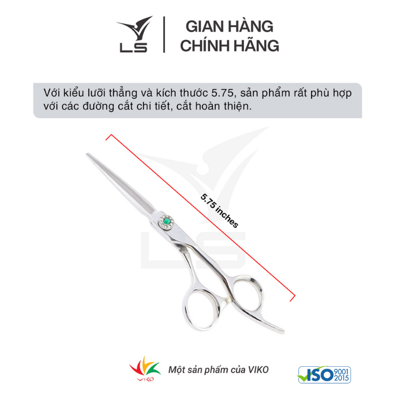 Kéo cắt tóc LS lưỡi thẳng quai offset vênh đỡ ngón cố định FA23/5.75