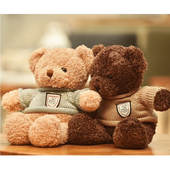 Gấu bông Teddy lông xoăn siêu dễ thương – Quà tặng thú nhồi bông Teddy Heads And Tales – Size 40 cm – Gối ôm cho bé ngủ ngon