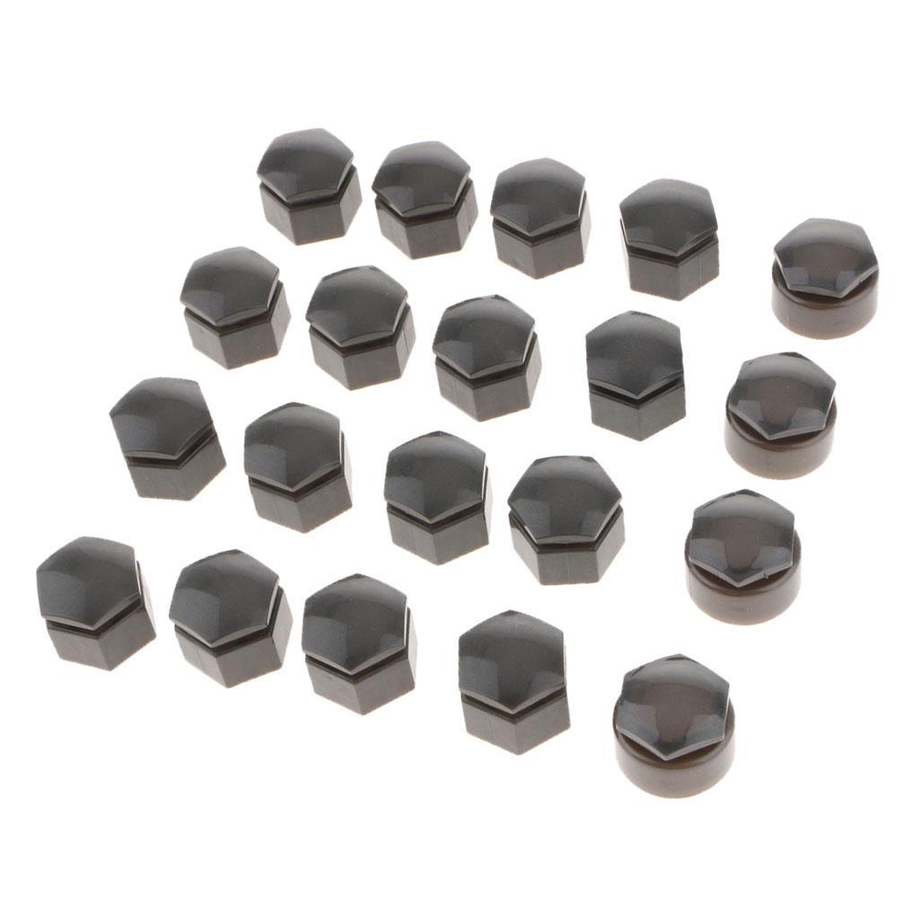 20PCS 19mm Car Hub Screw  Wheel Nut Lug Dust Cover Caps  Gray