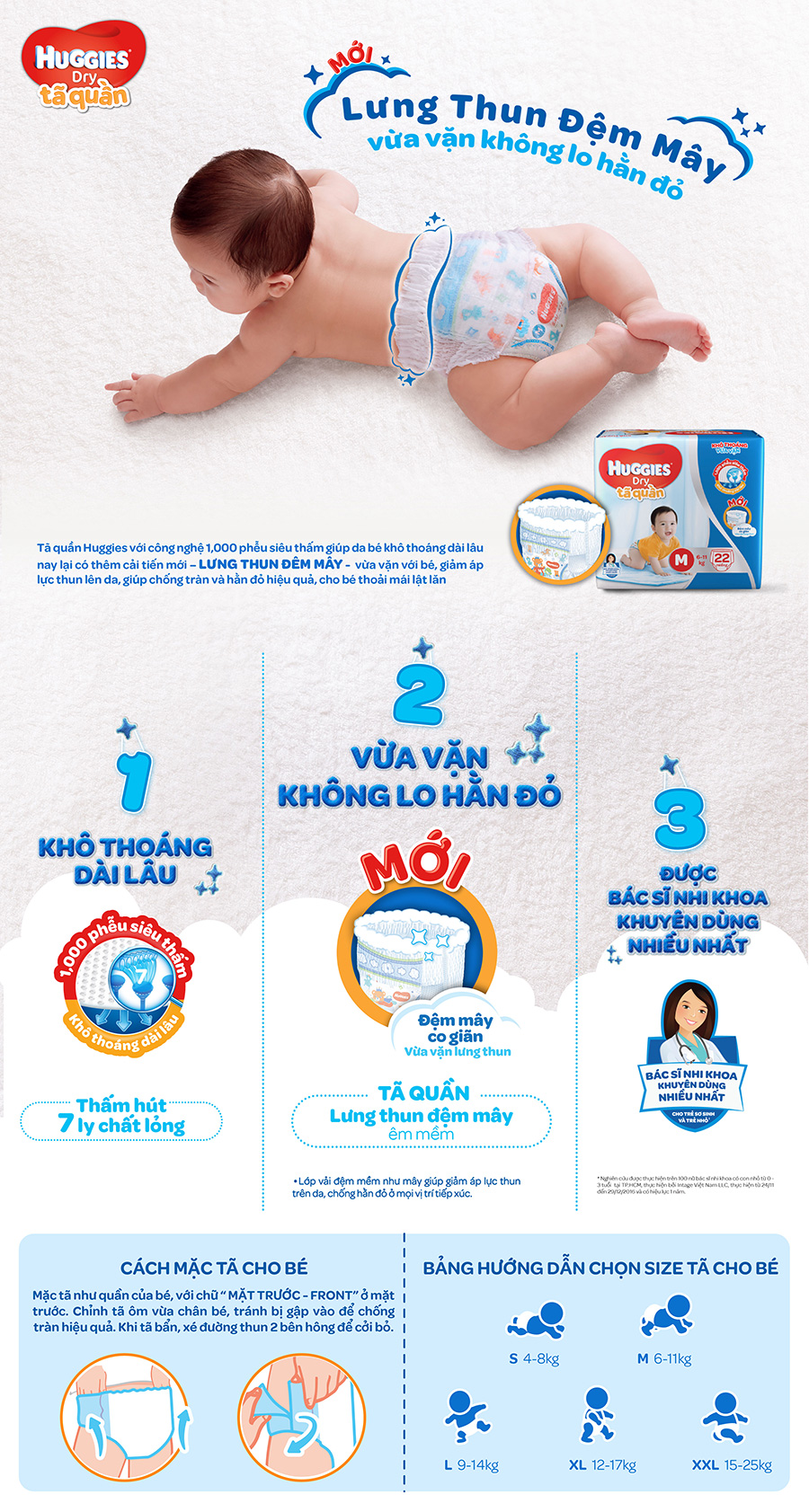 Tã Quần Huggies Dry M42 - HSD 2024