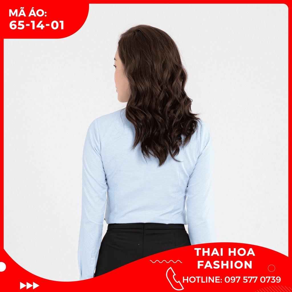 ÁO SƠ MI NỮ THÁI HÒA PHONG CÁCH CÔNG SỞ 065 -14-01 MÀU XANH DÀI TAY