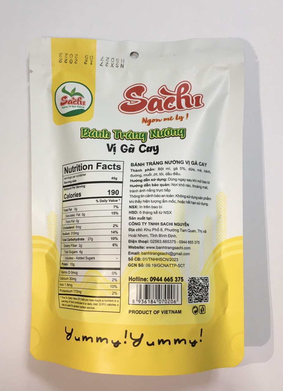 Bánh Tráng  Nướng Trộn Chà Bông Gà Sachi 45gram