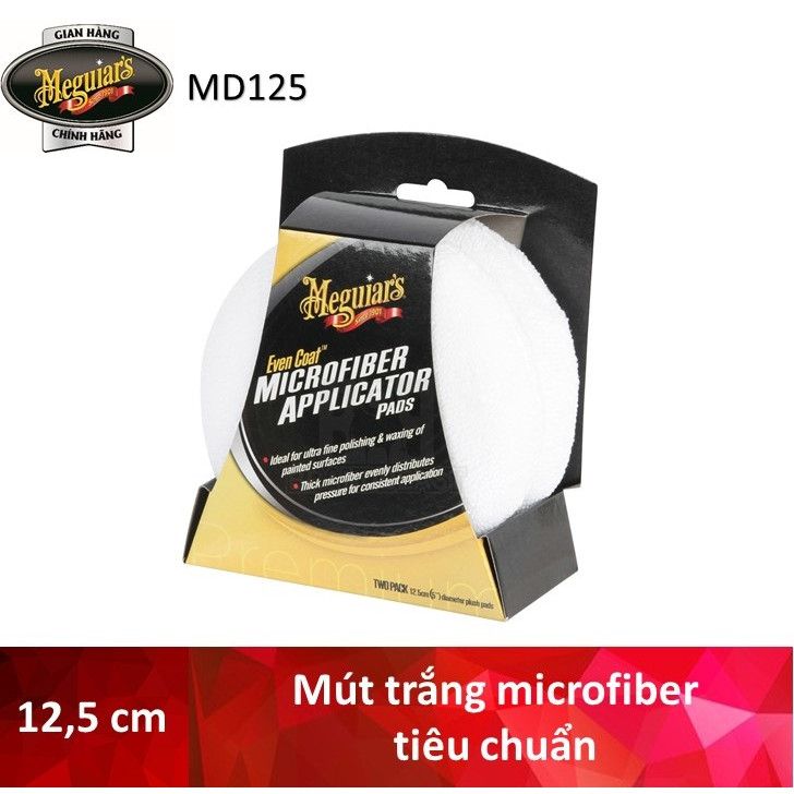 Meguiar's 1 Mút Microfiber Trắng thoa hóa chất chăm sóc xe hơi đường kính 12,5 cm X3080EU