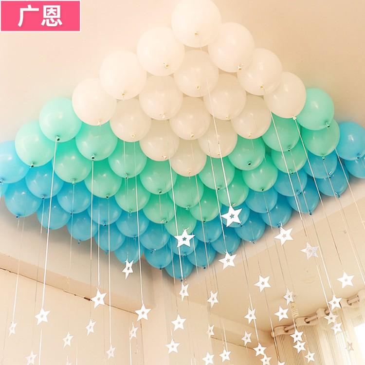 Bộ 50 vỏ bóng trắng, xanh dương nhạt, xanh tiffany + tặng kèm dây sao buộc