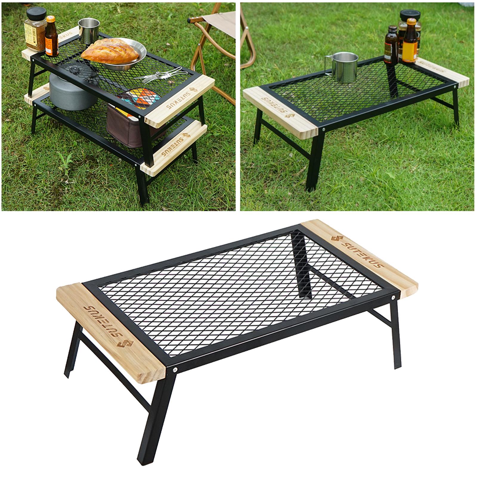 Iron Outdoor Indoor Folding Net Table Lightweight Camping BBQ Backyard