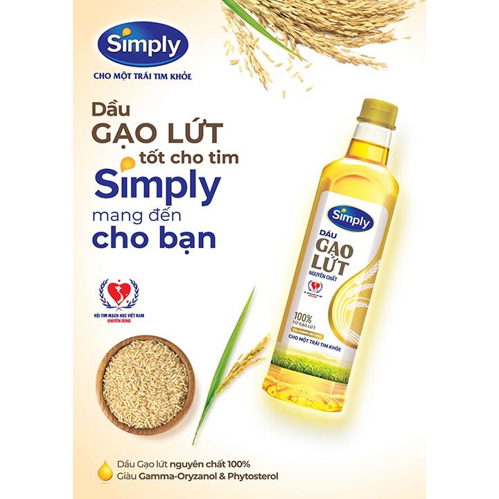 Combo 3 chai Dầu Gạo Lứt Simply 2L