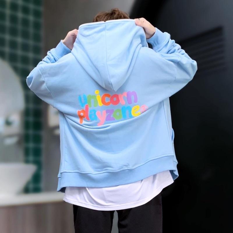 UPZ Áo Khoác Hoodie Dây Kéo In Unicorn Play Zone Chữ Bảy Màu