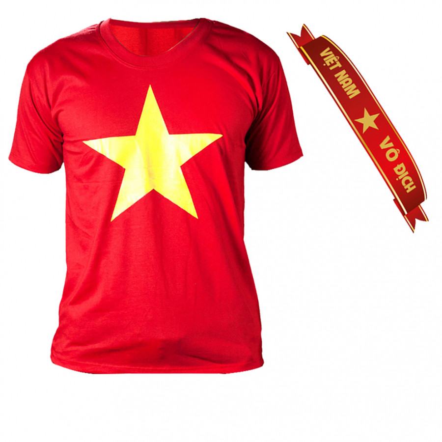 Combo Áo thun cờ đỏ sao vàng + kèm băng đô cổ động tuyển Việt Nam Sportslink