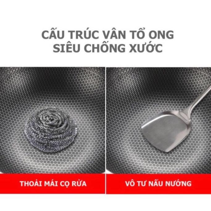 Chảo Chống Dính Vân Tổ Ong thời thượng - Lòng Sâu - dùng được cho tất cả các loại bếp