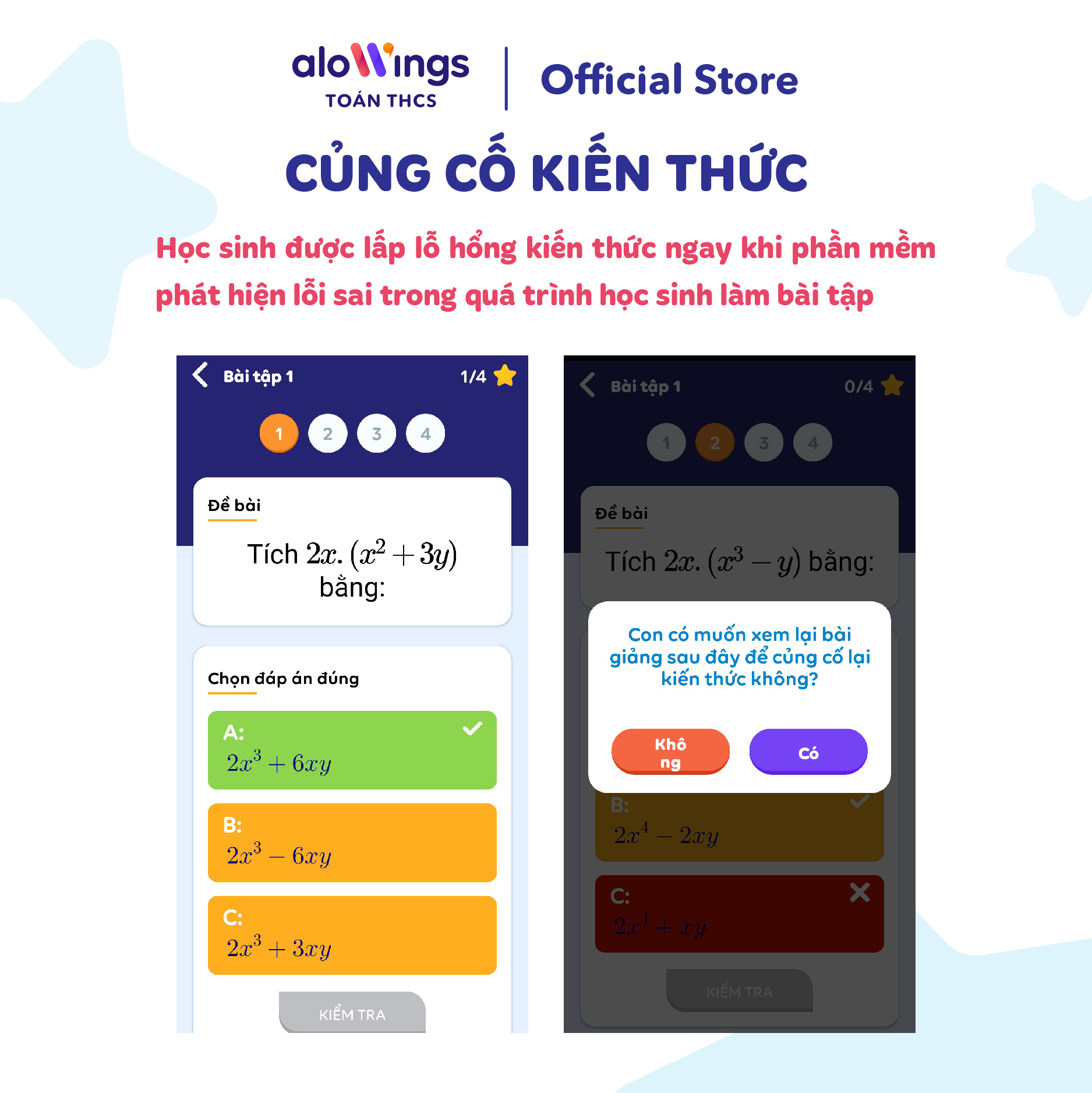 [Gói 2 năm] Combo Mã kích hoạt app học Toán và Tiếng Anh dành cho học sinh Cấp 2 Học trực tuyến trên ứng dụng ALOWINGS sử dụng trên toàn quốc