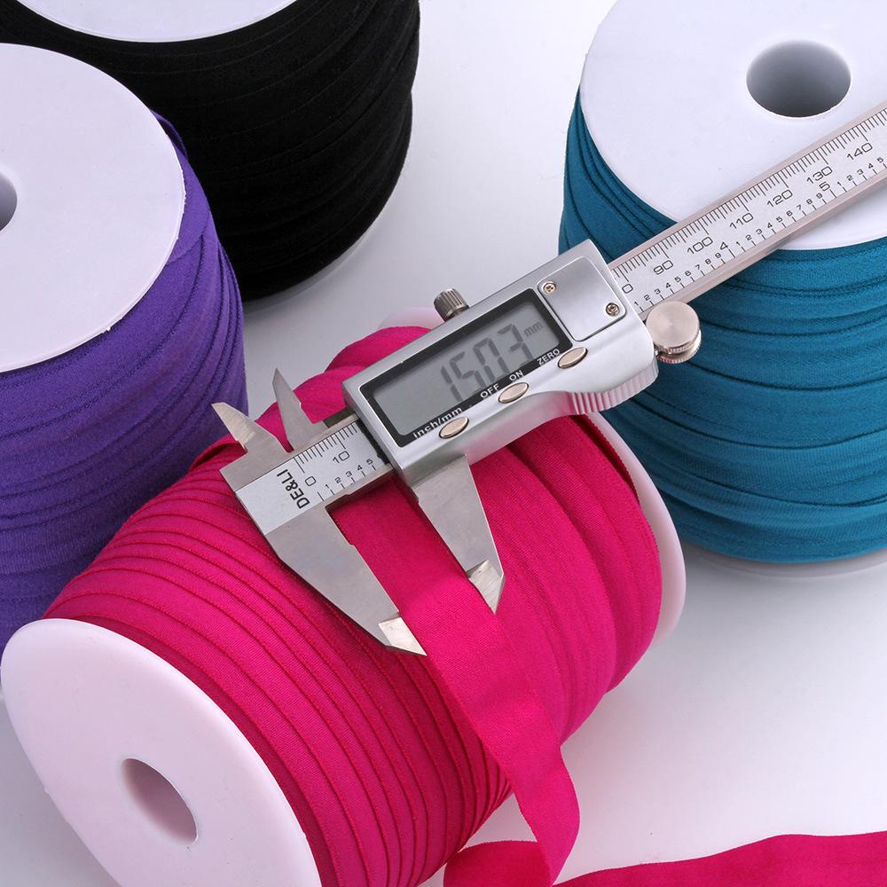 100m * 15mm Thun viền dây Đồng Màu Sáng Bóng Gấp Gọn Trên Thun KẺ THÙ Spandex Ban Nhạc Trẻ Em Dây Buộc Tóc dây đeo đầu Đầm Viền Ren May