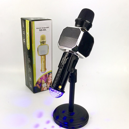 Micro Karaoke Bluetooth Không Dây GUTEK SD10L Tích Hợp Đèn Led Theo Nhạc, Âm Thanh Sống Động, Cắm Thẻ Nhớ, Cổng 3.5 - Hàng chính hãng