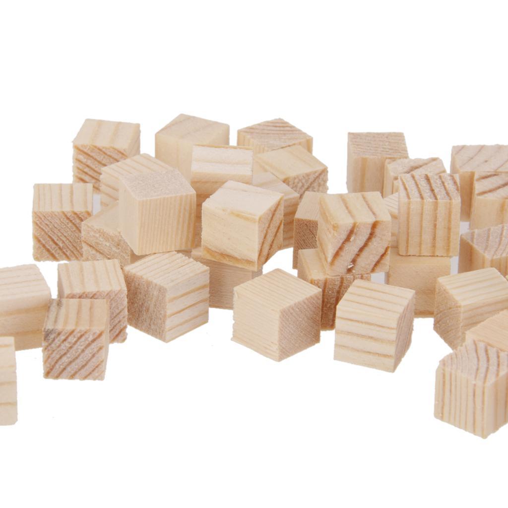100x Wooden Blocks Mini Cubes Embellishment for Woodwork Craft Scrapbooking