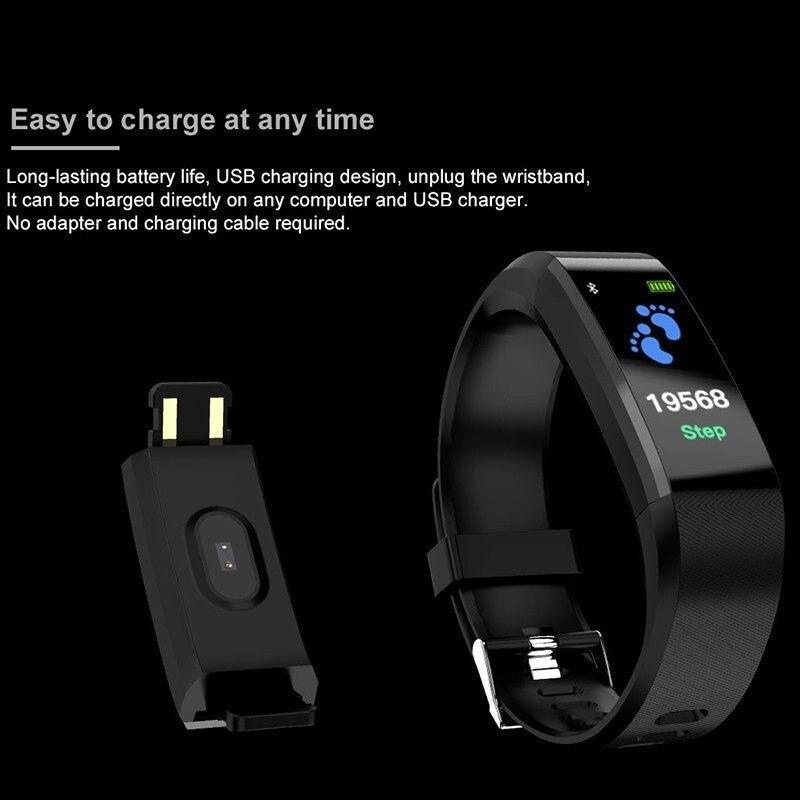 Bluetooth Sports Vòng đeo tay thông minh Nhịp tim không thấm nước oxy máu Người lớn huyết áp Màu tay theo dõi vòng đeo tay điện tử: Đen: Đen