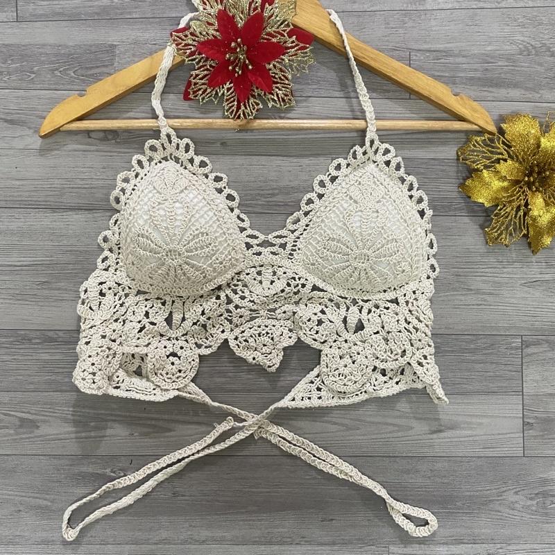 57-Set bikini đi biển 3 món len móc đồ bơi mùa hè 2023( có bán lẻ)