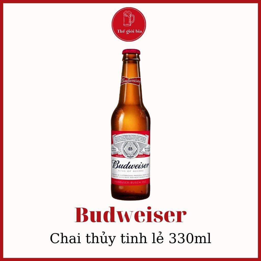 Chai bia thủy tinh BUDWEISER 330 ml lẻ dùng thử