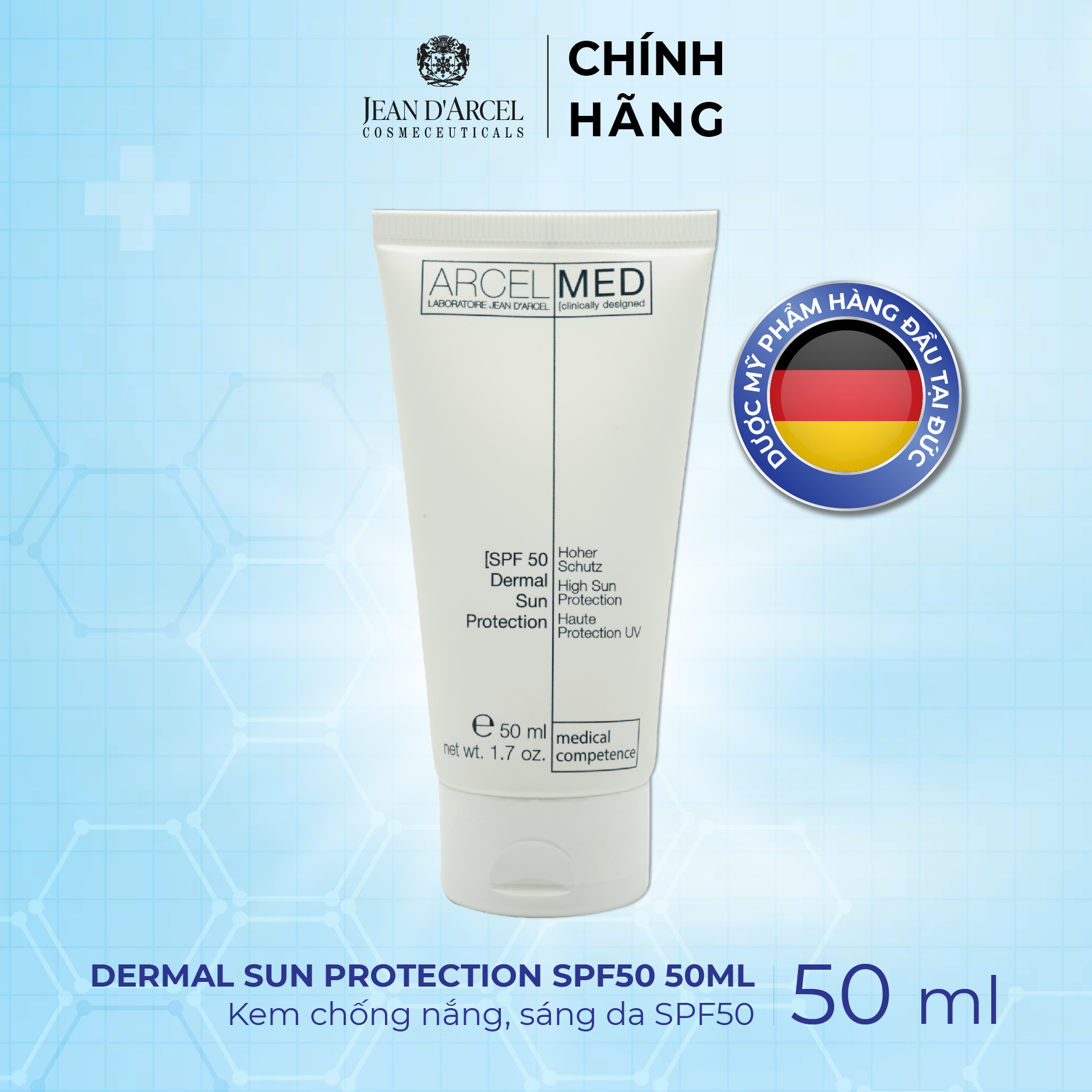 J26 Kem chống nắng, sáng da Arcelmed - Dermal Sun Protection Sfp 50 50ml - JDA