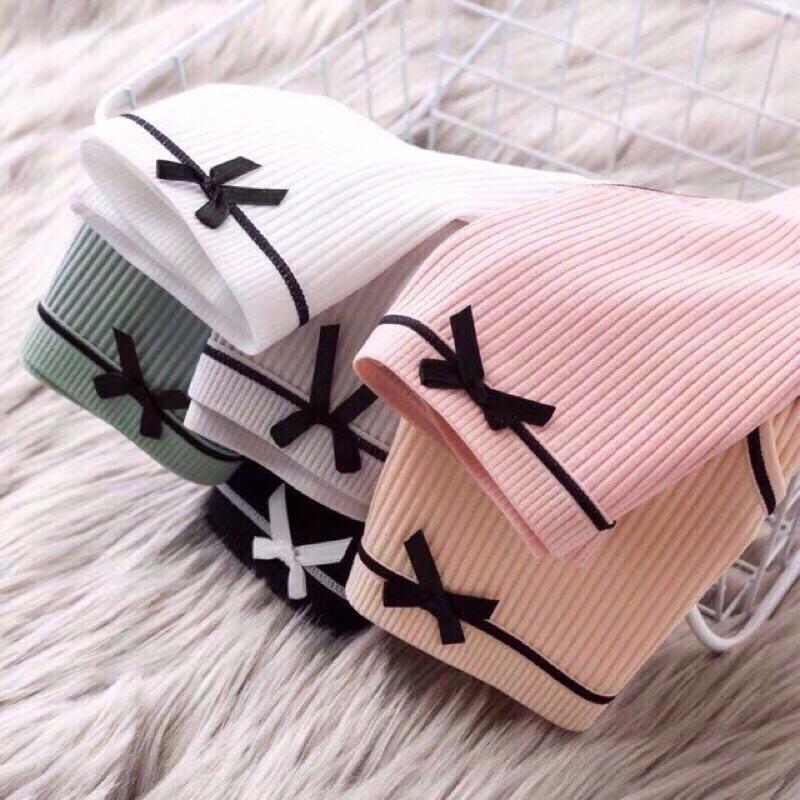 Set 10 Quần lót nữ cotton tăm viền đen cạp nơ HANA kháng khuẩn xuất Nhật