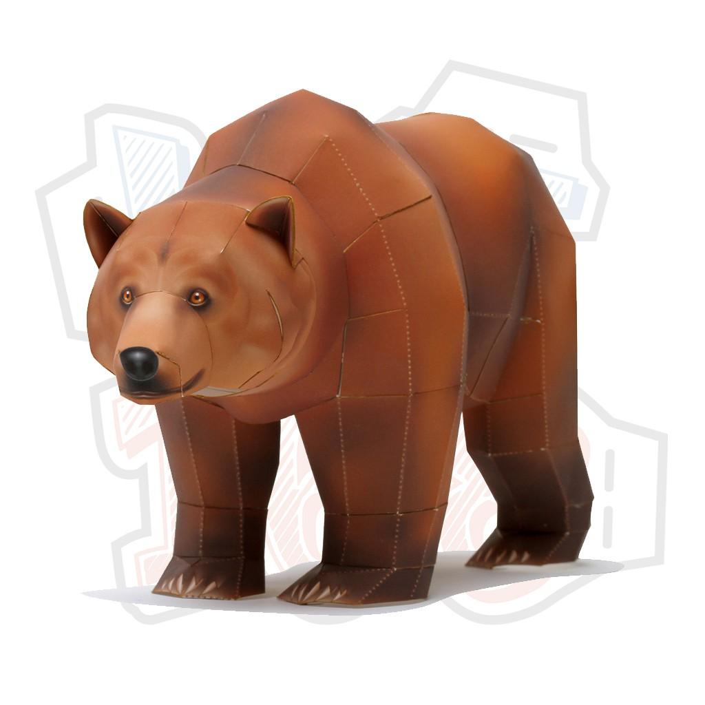 Mô hình giấy động vật Gấu Xám Bắc Mỹ Ver 2