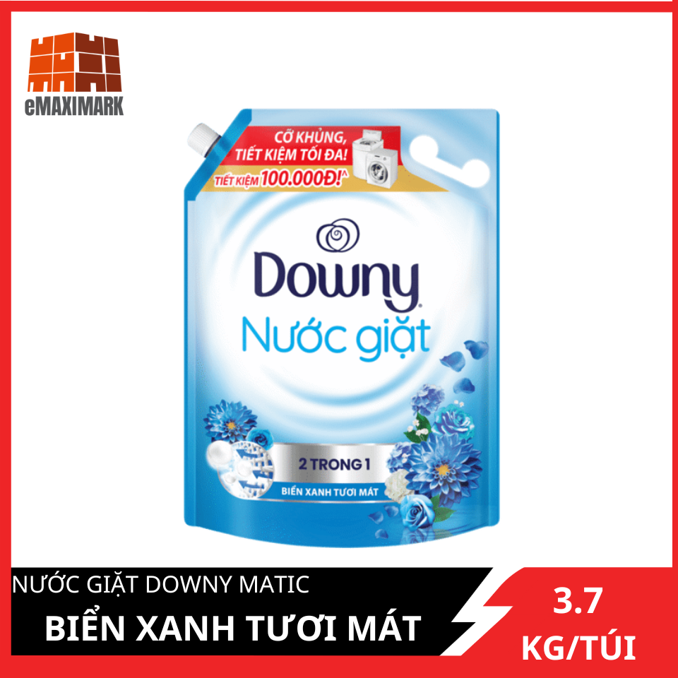 Nước Giặt Downy Matic Biển Xanh Tưới Mát Túi 3.7Kg