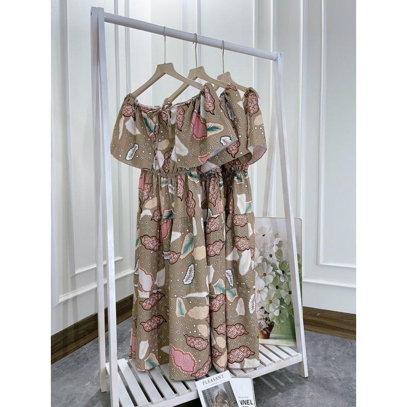 Váy hoa trễ vai dáng dài