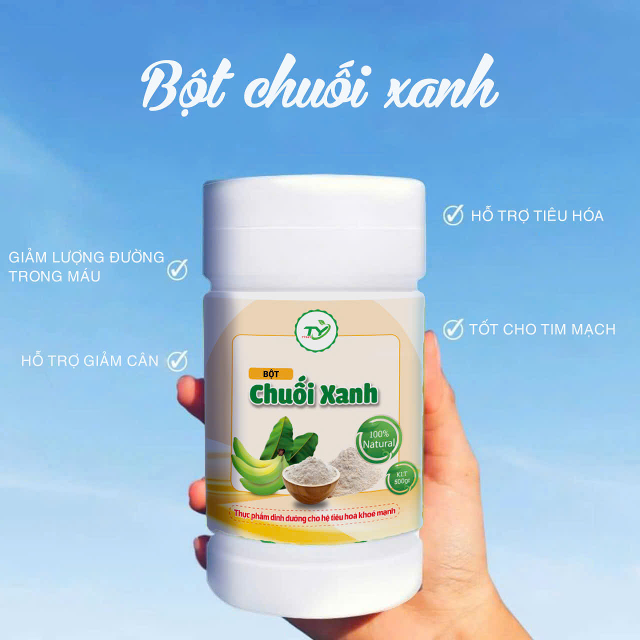 Bột Chuối Xanh - 29.9% Tinh Bột Kháng, nguyên xơ, không đường, không chất bảo quản - Nguyên Chất ( Đã Kiểm Nghiệm )