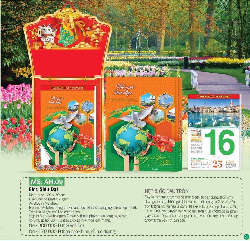 Trọn Bộ Bloc Lịch Siêu Đại 20 x 30 cm – Quý Mão 2023 – Thế Giới Tươi Đẹp – Quà Tặng Năm Mới