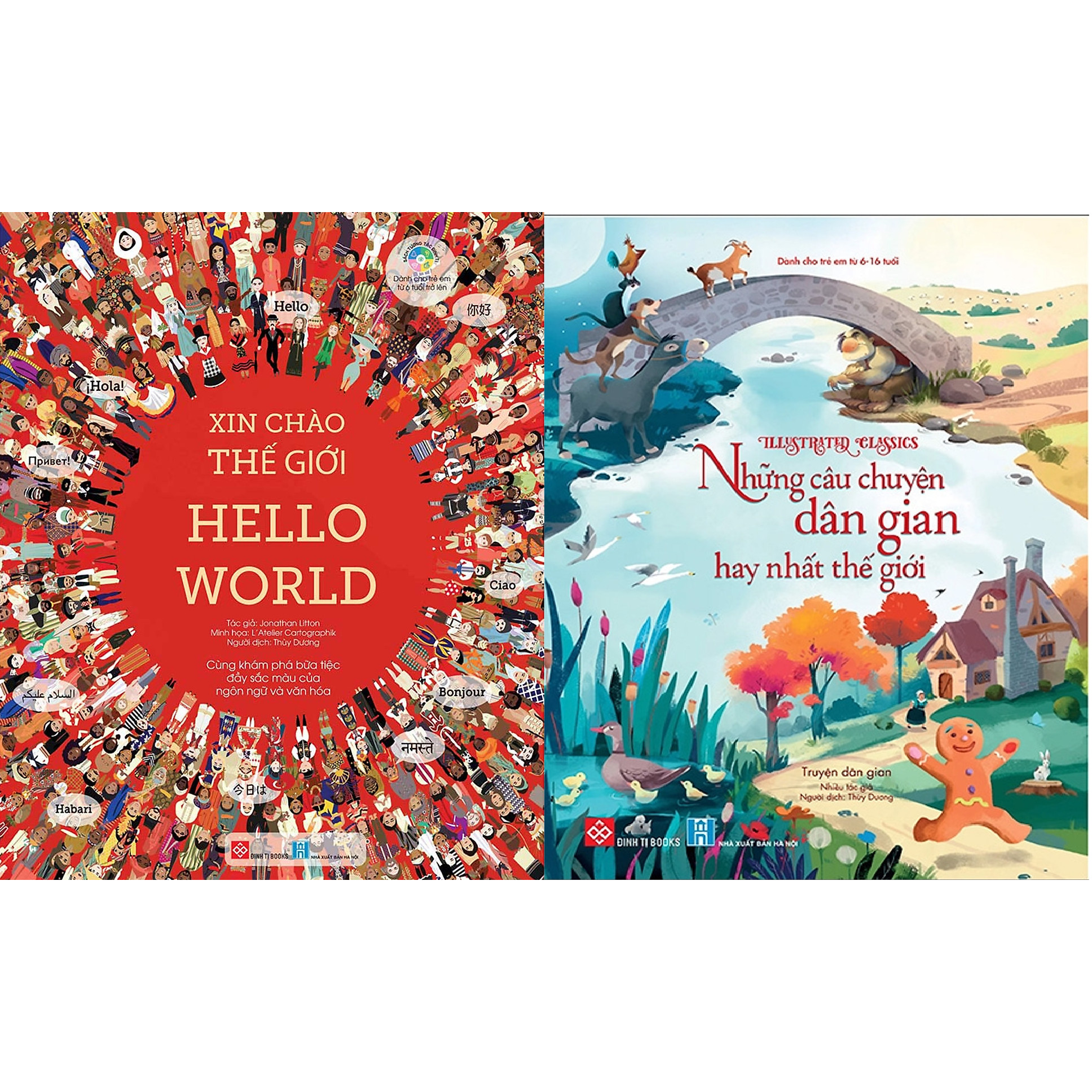 Combo 2 Cuốn: Illustrated Classics - Những Câu Chuyện Dân Gian Hay Nhất Thế Giới + Xin Chào Thế Giới - Cùng Khám Phá Bữa Tiệc Đầy Màu Sắc Của Ngôn Ngữ Và Văn Hóa