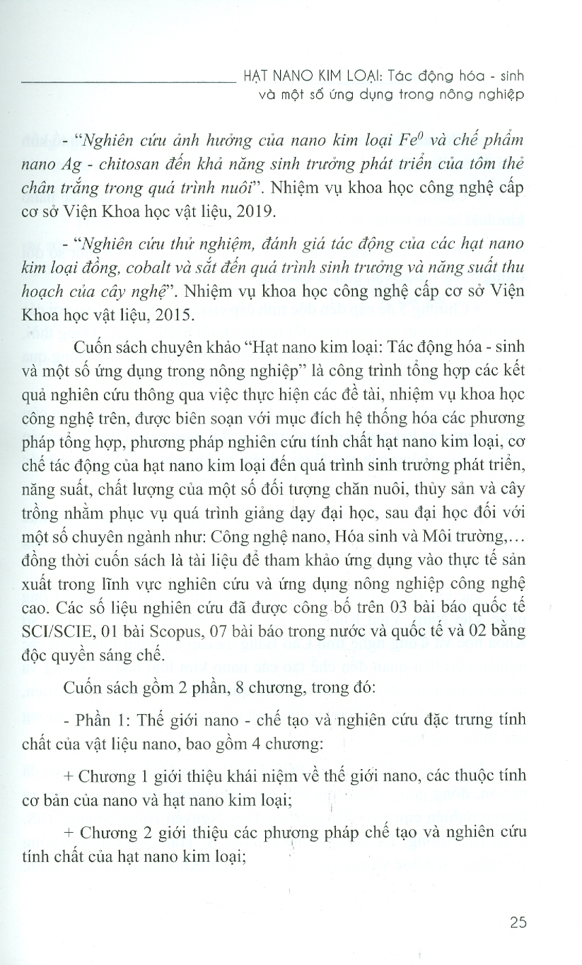 Hạt Nano Kim Loại: Tác Động Hóa-Sinh Và Một Số Ứng Dụng Trong Nông Nghiệp (Bìa Cứng)