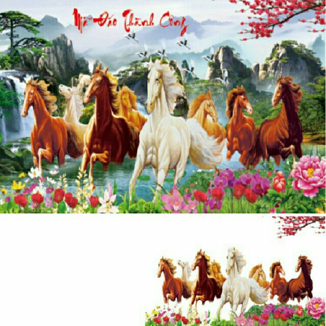 Tranh đính đá MÃ ĐÁO THÀNH CÔNG LV172  tranh chưa đính